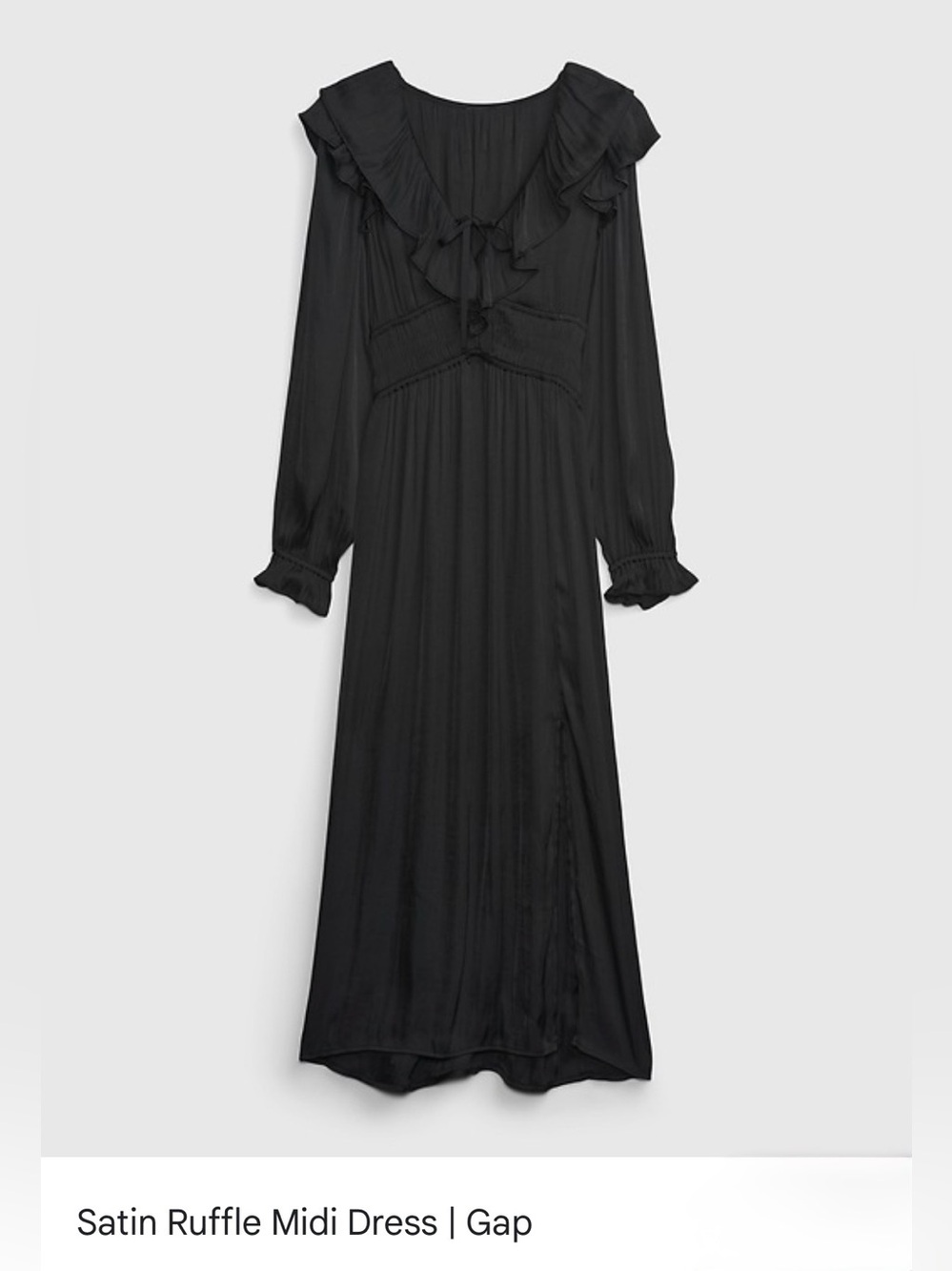 GAP Black Satin Ruffle Midi Dress | size XXL